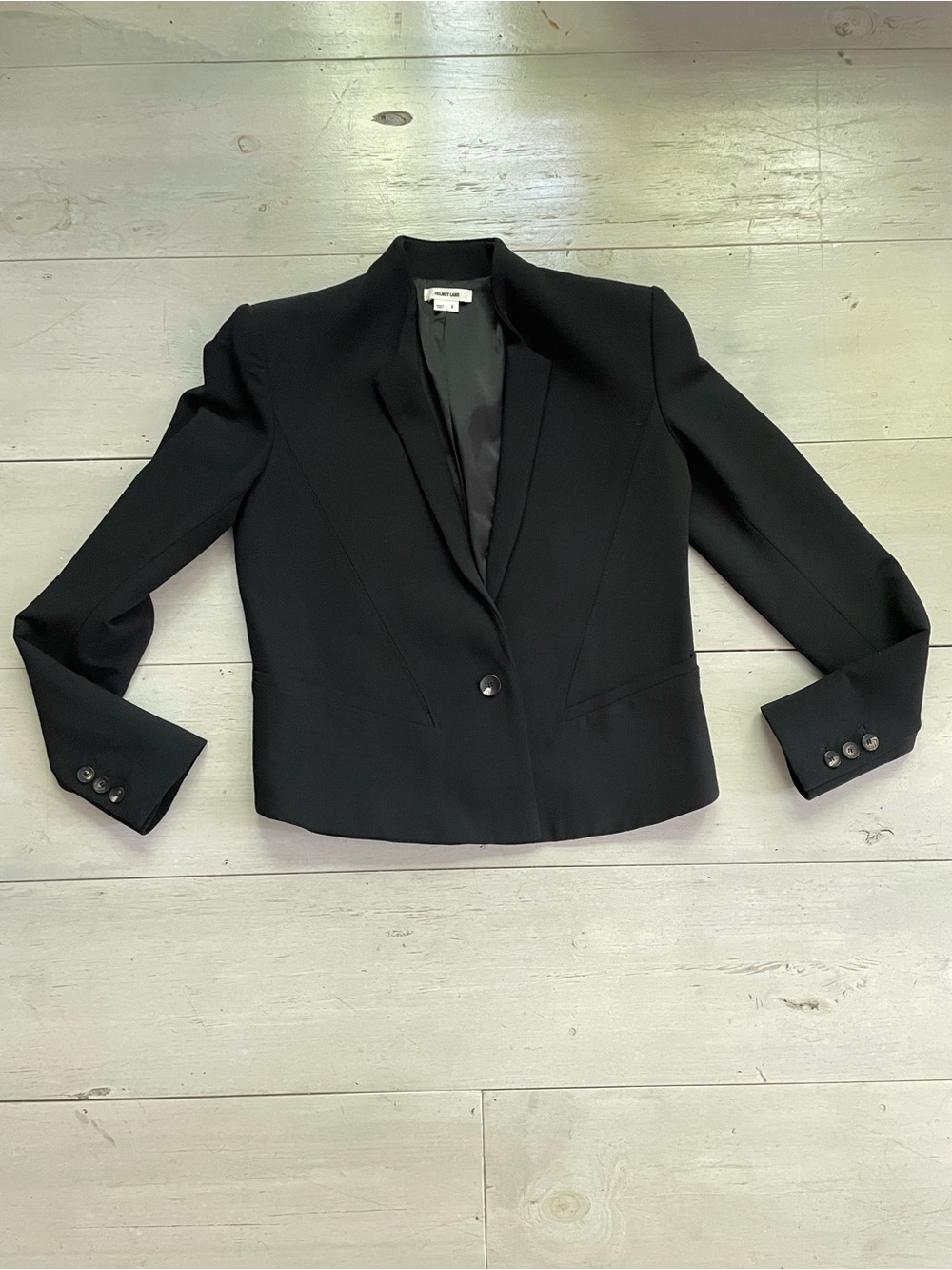 Helmut Lang Women’s Black Single Button Tailored Blazer Virgin Wool Blend Size 2